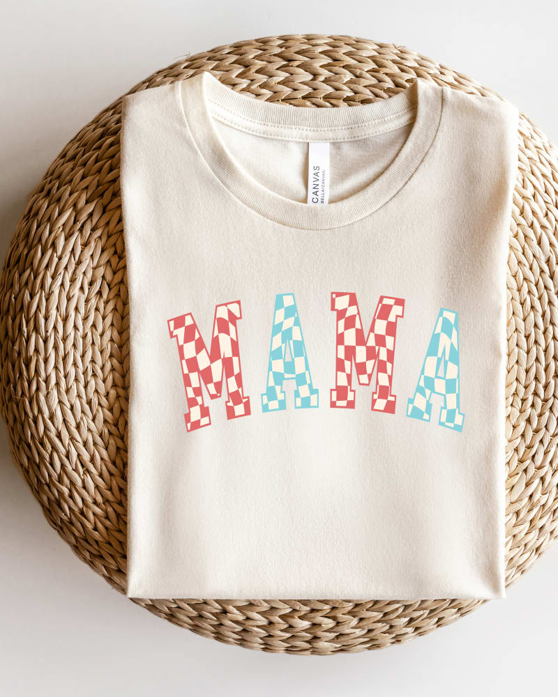 Front of a size 2XL Mama Wavy Checkered Short Sleeve Graphic Tee in Hue by Simply Sage Market. | dia_product_style_image_id:291421